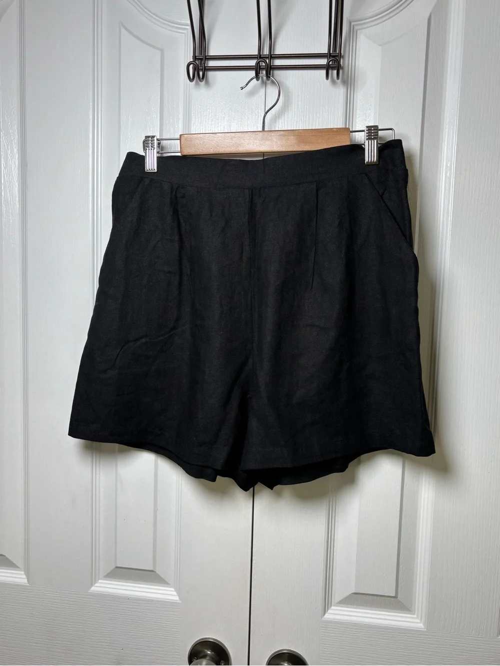 Copper Key Black High-Waist Linen-Blend Casual Shorts Size Large - Picture 2 of 9